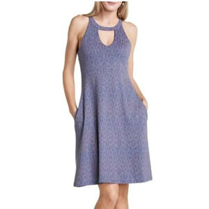 Toad&Co XS Avalon Dress Blueberry Batik Dot Print